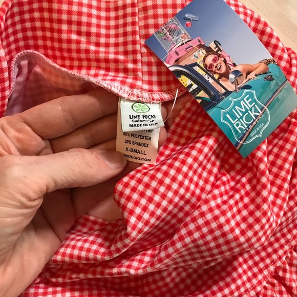 NEW Lime Ricki Red Gingham Swim Skirt XS: Modest w/attached swim bottoms - Picture 8 of 8